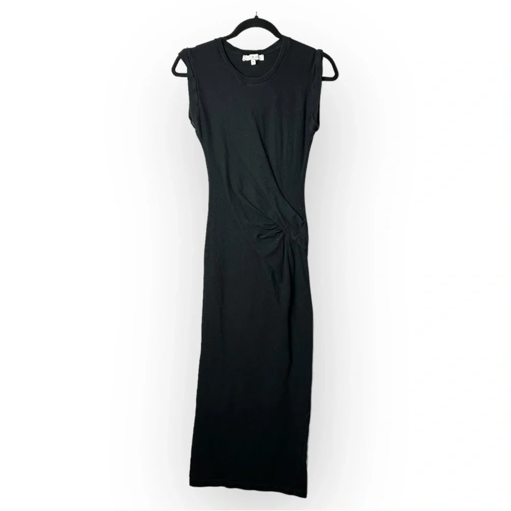 IRO Cotton Sleeveless Ruched Maxi Dress in  Black